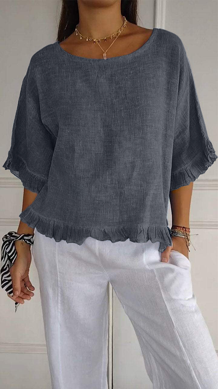 Casual blouse for women with gathered trim Lune London