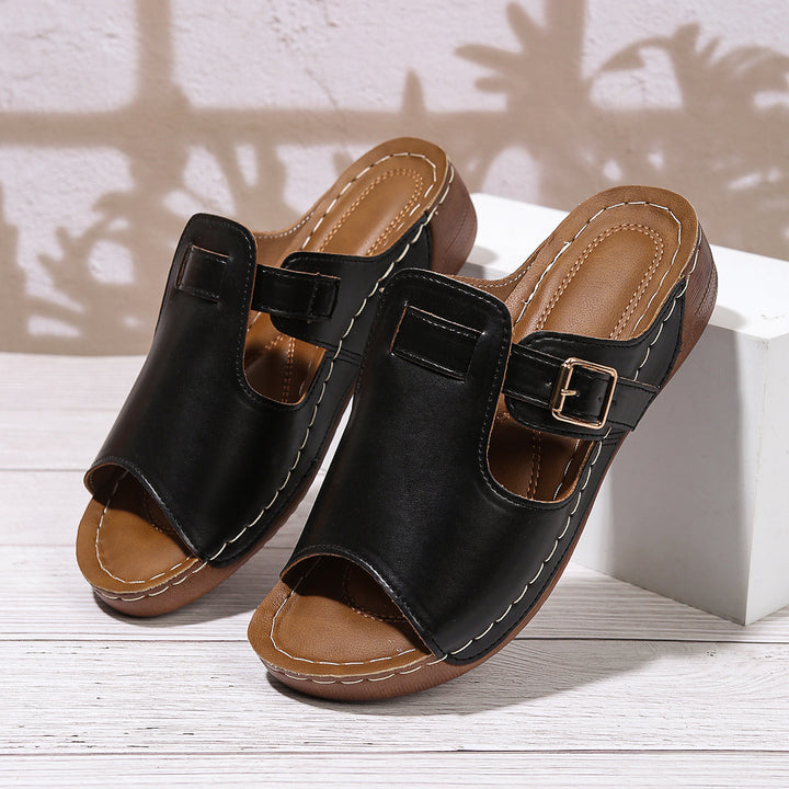 Ladies Open Adjustable Slip-On Sandals Lune London