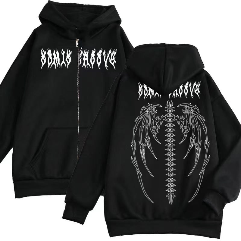 Women's hoodie jacket with striking Gothic design and comfortable fit Lune London
