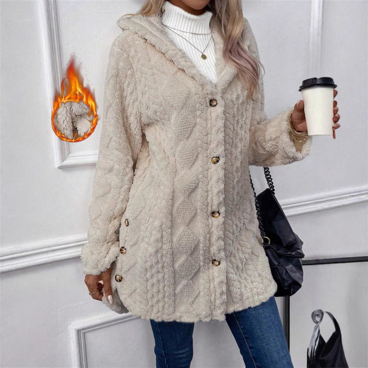 Ladies Cozy Teddy Jacket with Button Closure Lune London