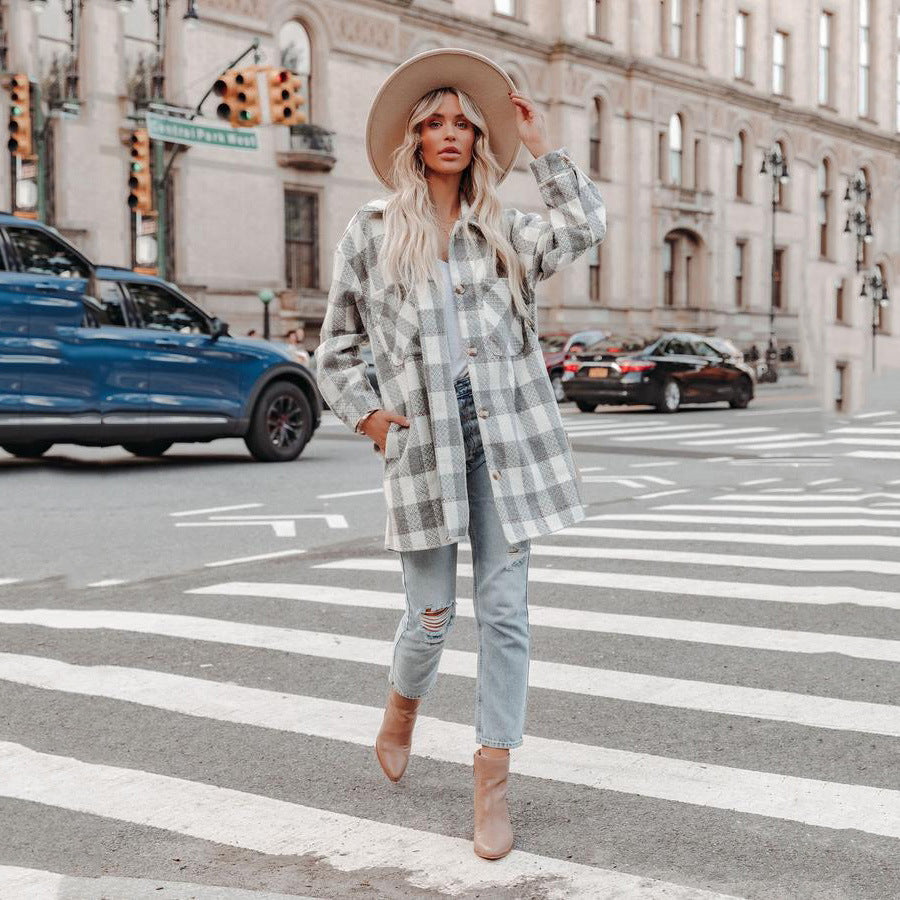 Ladies Vichy Oversized Jacket Lune London
