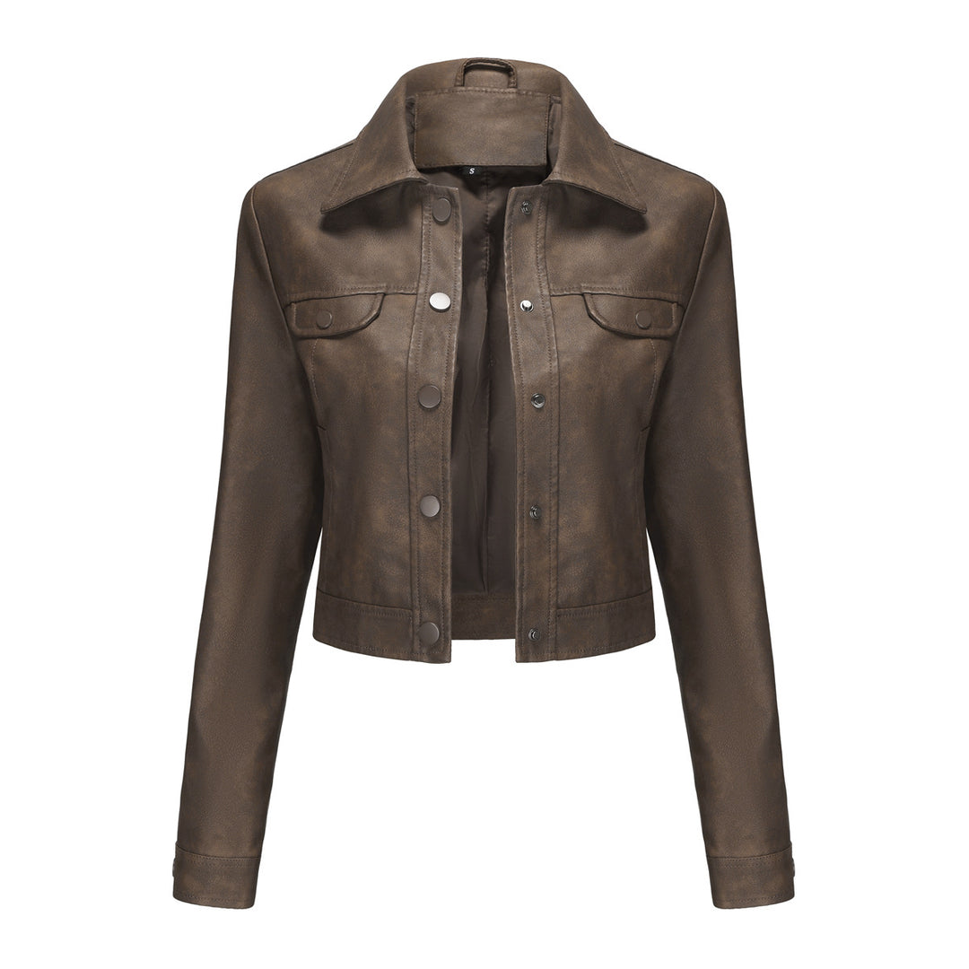 Chic and style short leather jacket for ladies