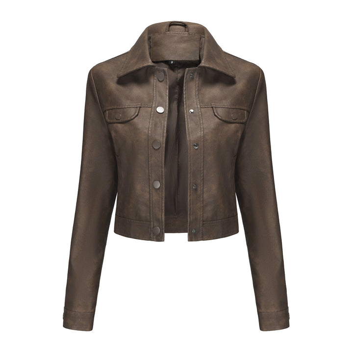 Chic and style short leather jacket for ladies