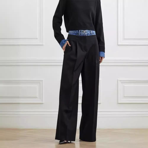 Wide business pants for ladies with an elegant structure and a prominent waist Lune London