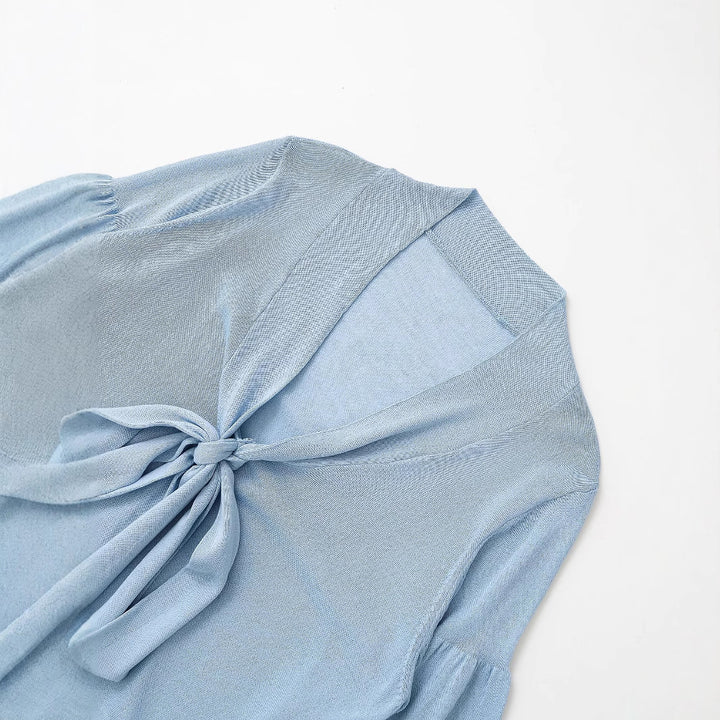 Blouse aérienne femme avec détails de volants romantiques et bande à nouer Chic & Stil