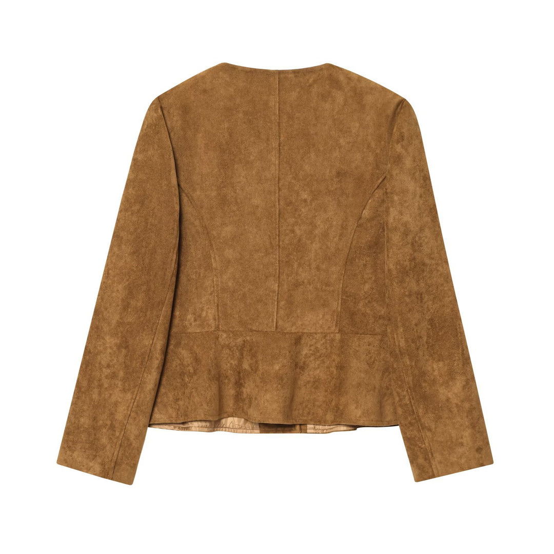 Elegant faux leather jacket for women with button-covered design Lune London