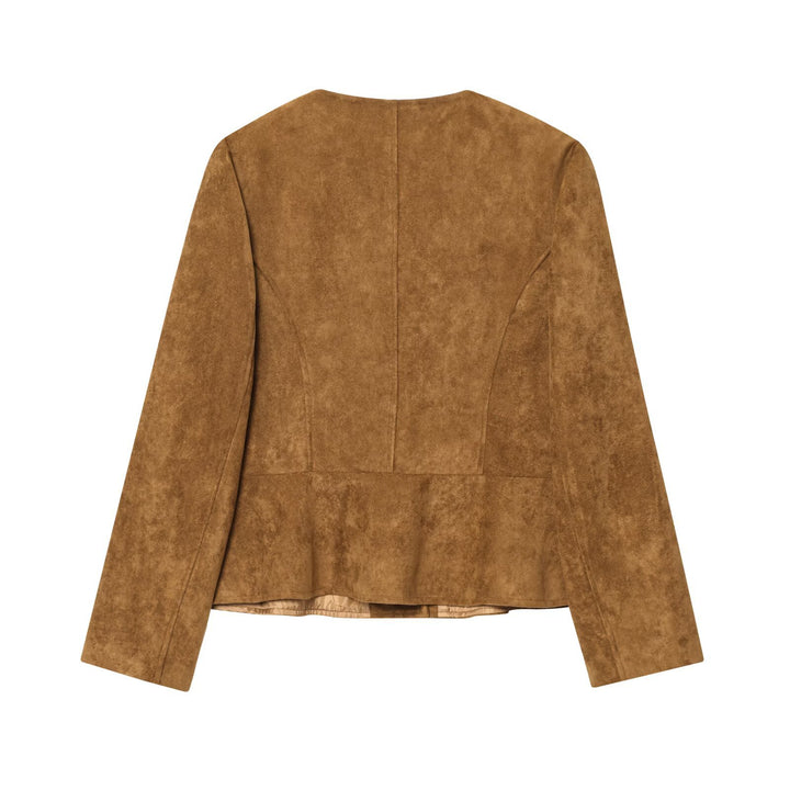 Elegant faux leather jacket for women with button-covered design Lune London