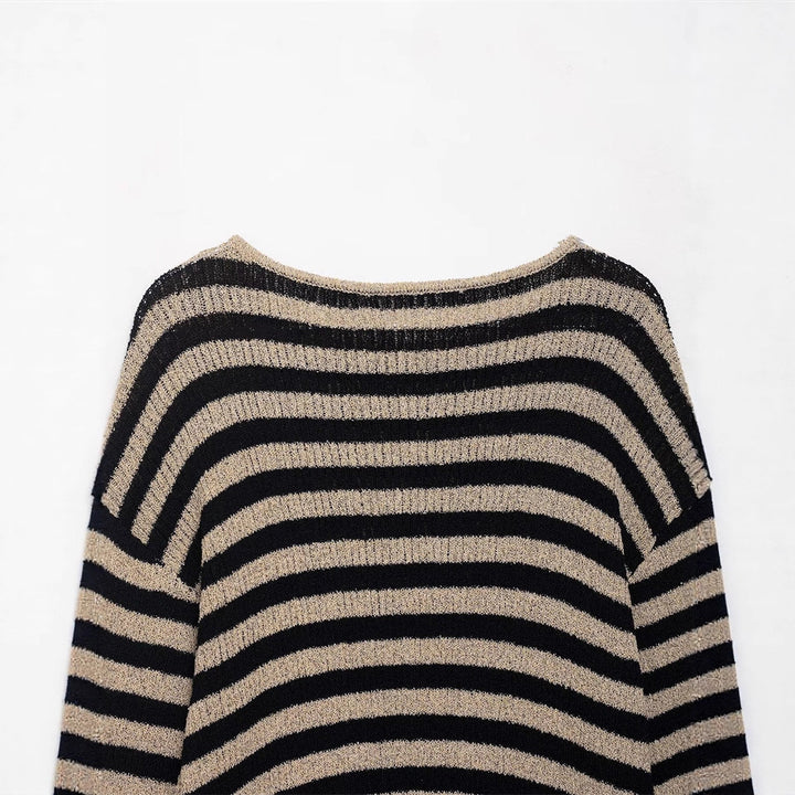 Casual knit sweater for women with wide stripes and a soft material Lune London