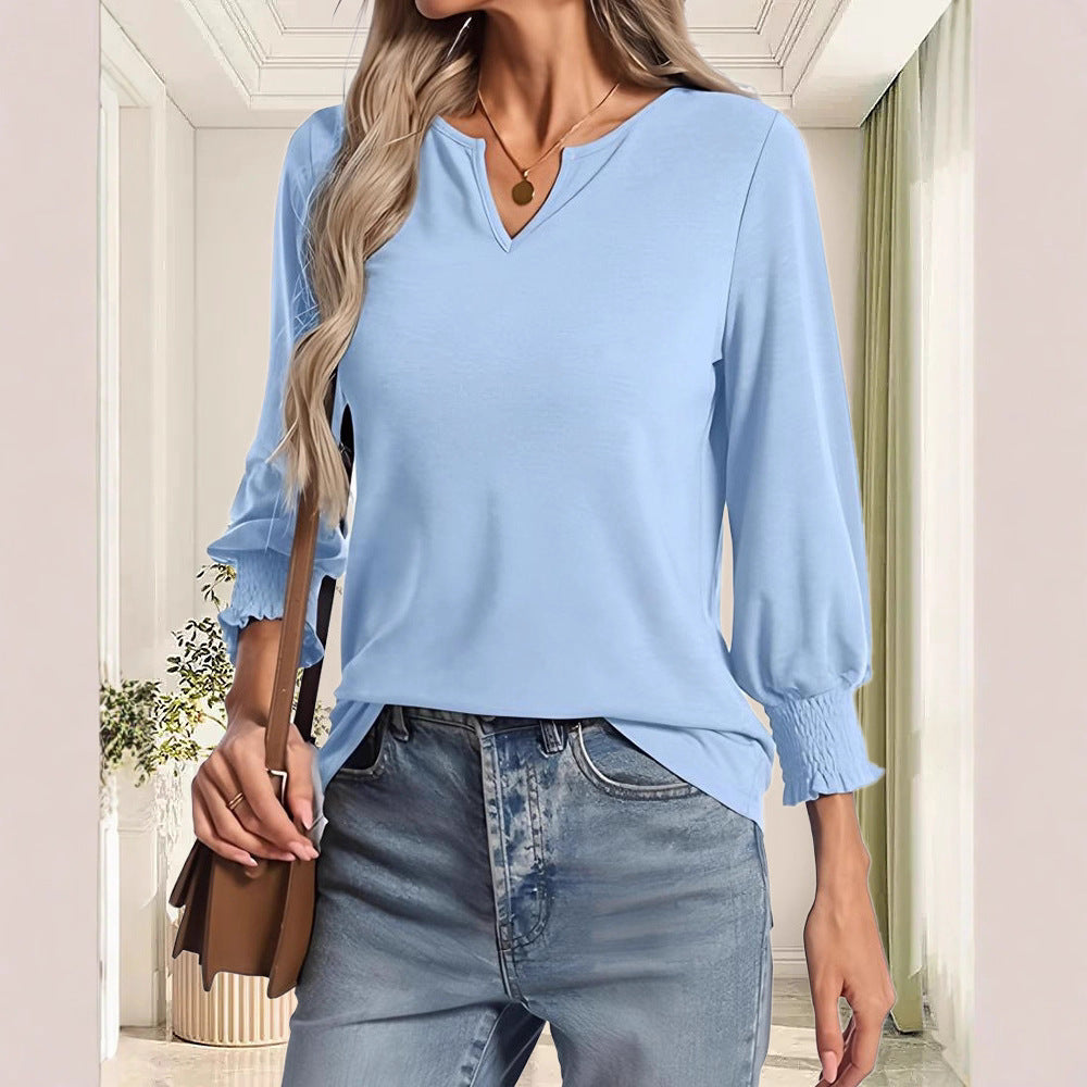 Casual blouse for women with elastic cuff sleeves Lune London