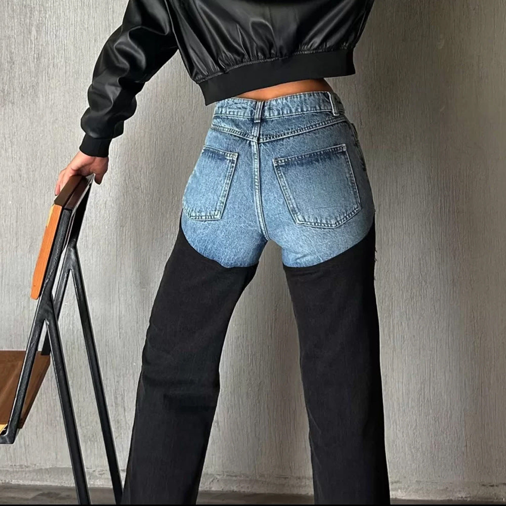 High-waisted jeans for women with contrasting stitching Lune London