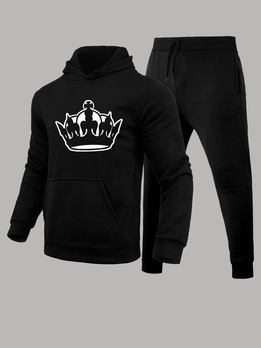Women's hoodie and jogging suit set with elegant crown pattern Lune London