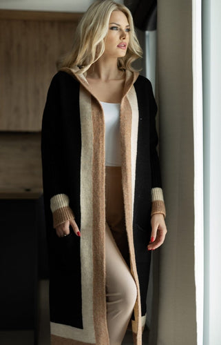 Lune London | Coat - Knit Design - Oversized Fit - Long Sleeves with Pockets and Contrast Trim