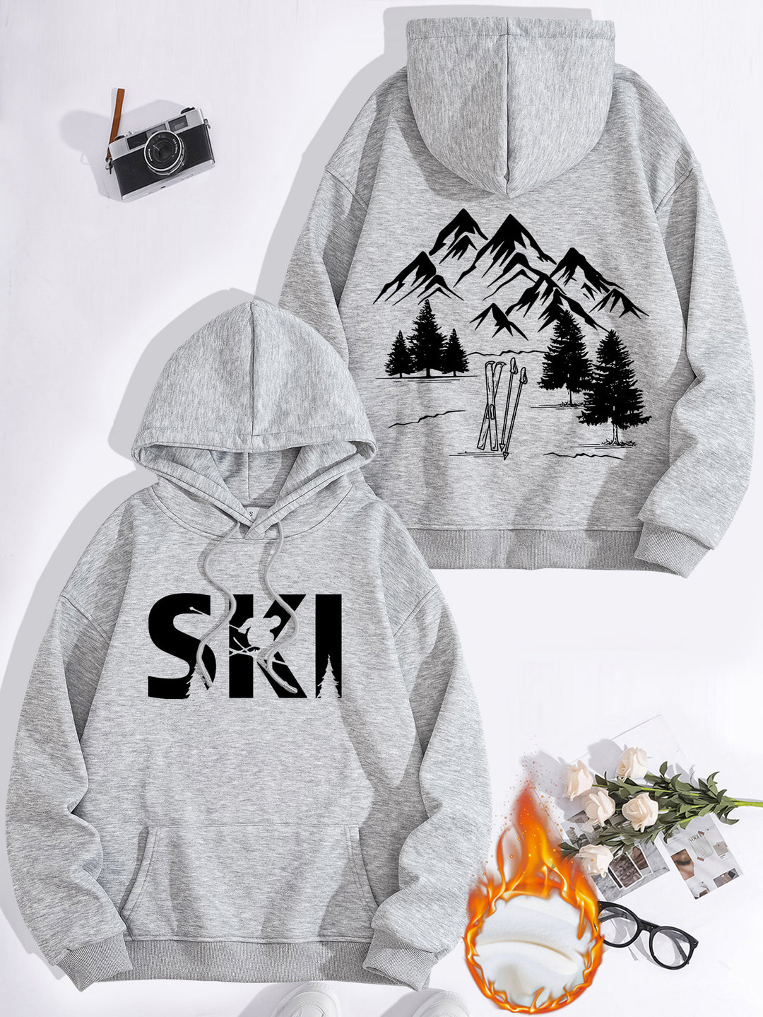 Hoodie pour femmes avec design artistique de ski et coupe confortable Chic & Stil