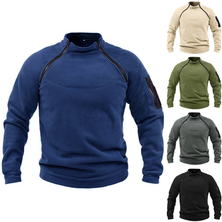 Pull-over thermique en polaire pour hommes avec col montant et poches pratiques Lune London