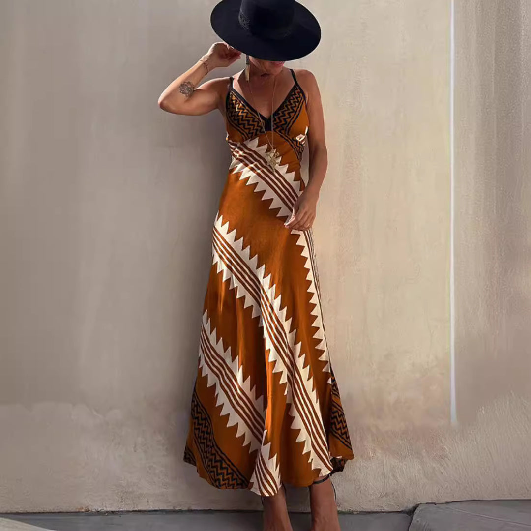 Lune London Women's Fluid Maxi Dress with Geometric Print