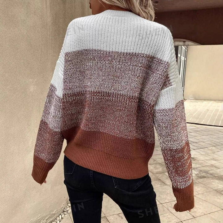 Knitted sweater for women with a modern block stripe design Lune London