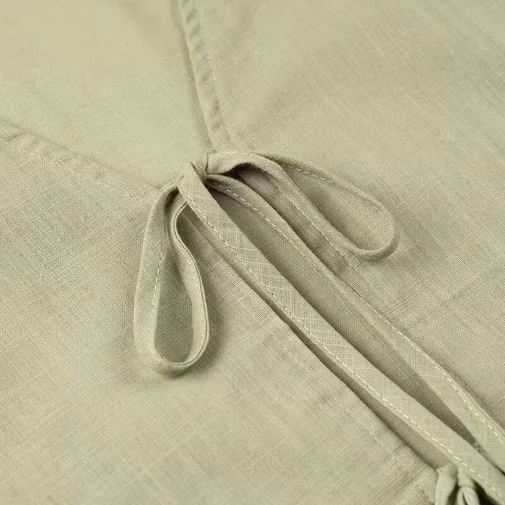 Casual linen T-shirt for women with tying ties and loose fit Lune London