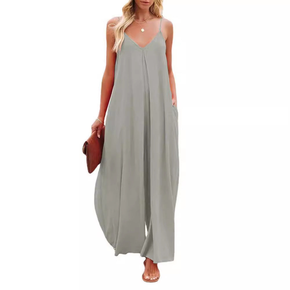 Maxi dress for women with adjustable straps and side pockets Lune London