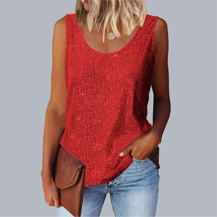 Ladies shimmering top with glistening fabric and figure-friendly cut Lune London