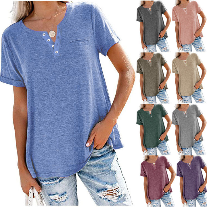 High quality women's t-shirt with button detail and relaxed fit Lune London