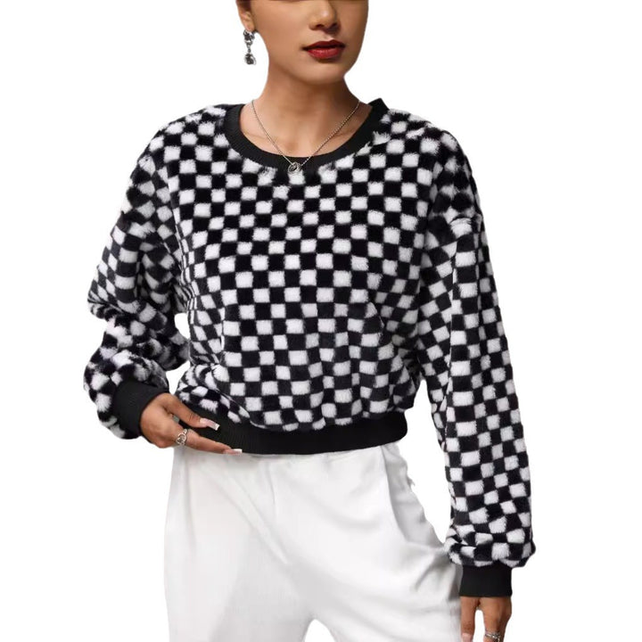 Ladies Cozy Plaid Soft Plush Coat Lune London