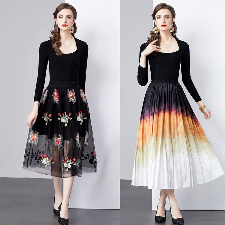 Ladies Elegant Embroidered Midi Dress Lune London