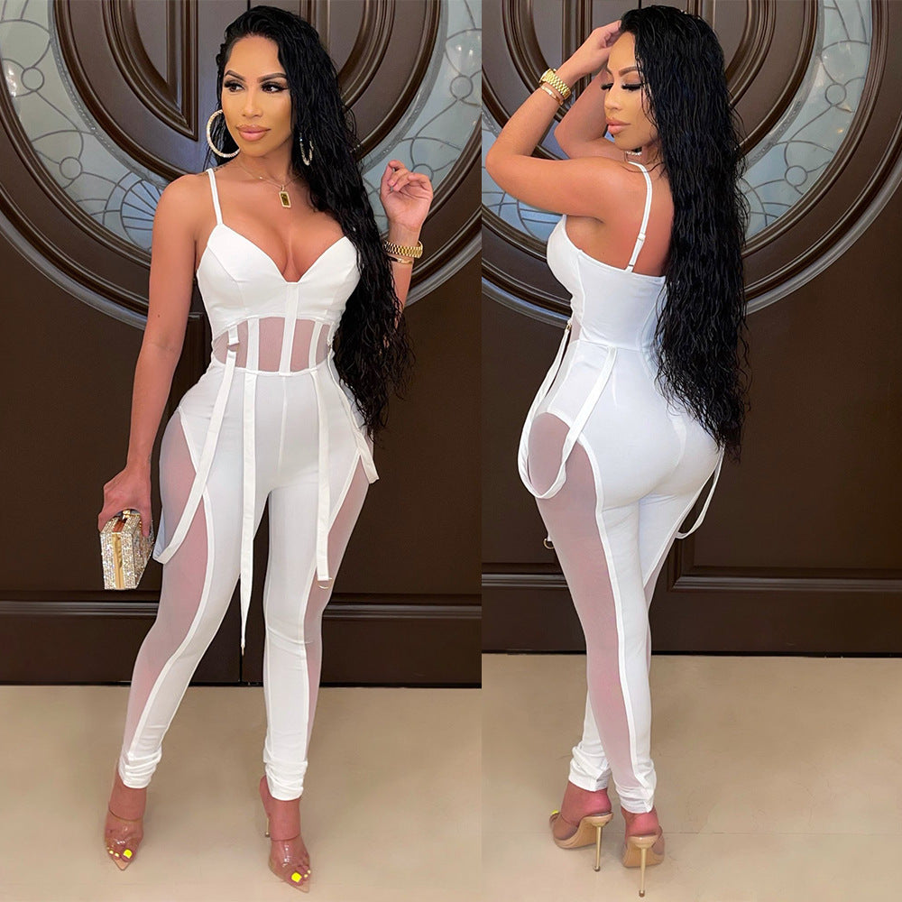 Ladies transparent panel jumpsuit Lune London