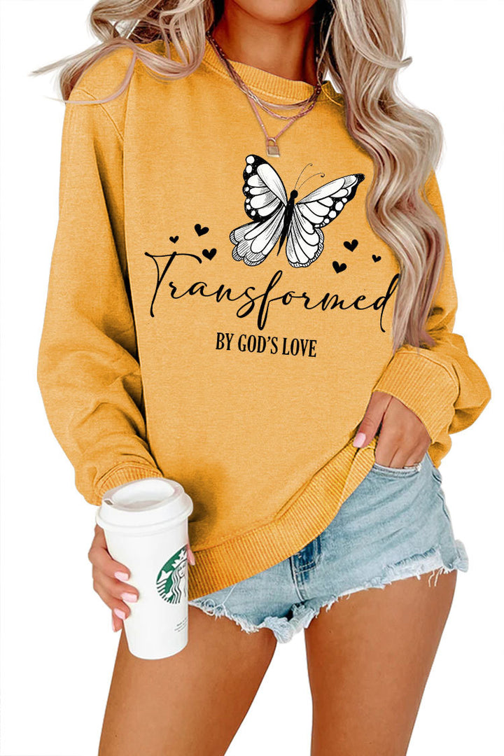 Sweatshirt pour femmes avec motif de papillon artistique et slogan inspirant Chic & Stil