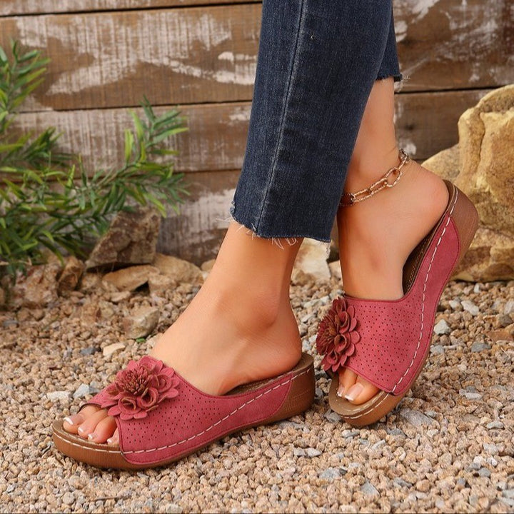 Lune London floral embellished slide sandals for women