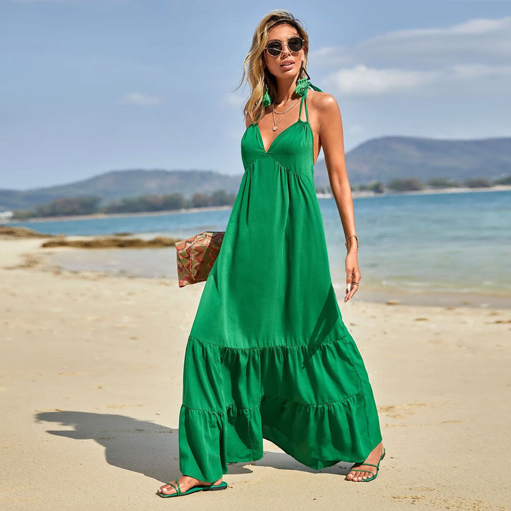 Robe maxi pour femmes avec des bretelles aérées et un ourlet fluide Chic & Stil
