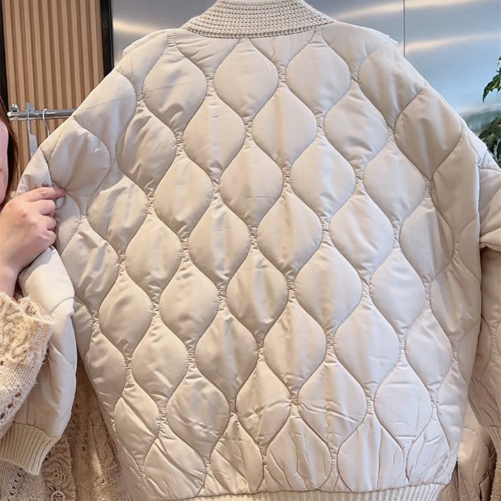 Ladies down jacket with ruffle details and pockets Lune London