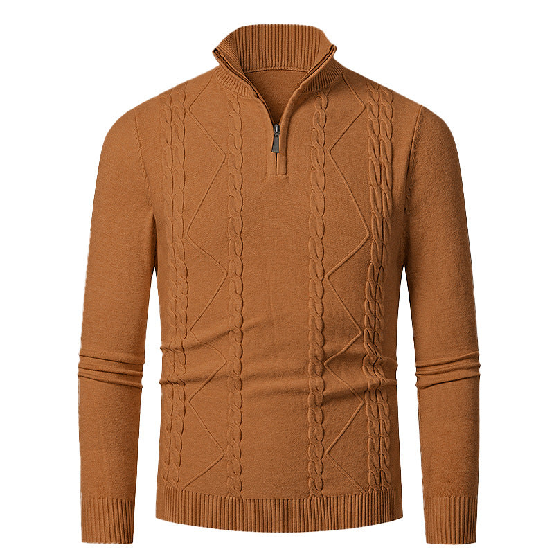 Knitted pull for men with half zip and textured pattern Lune London