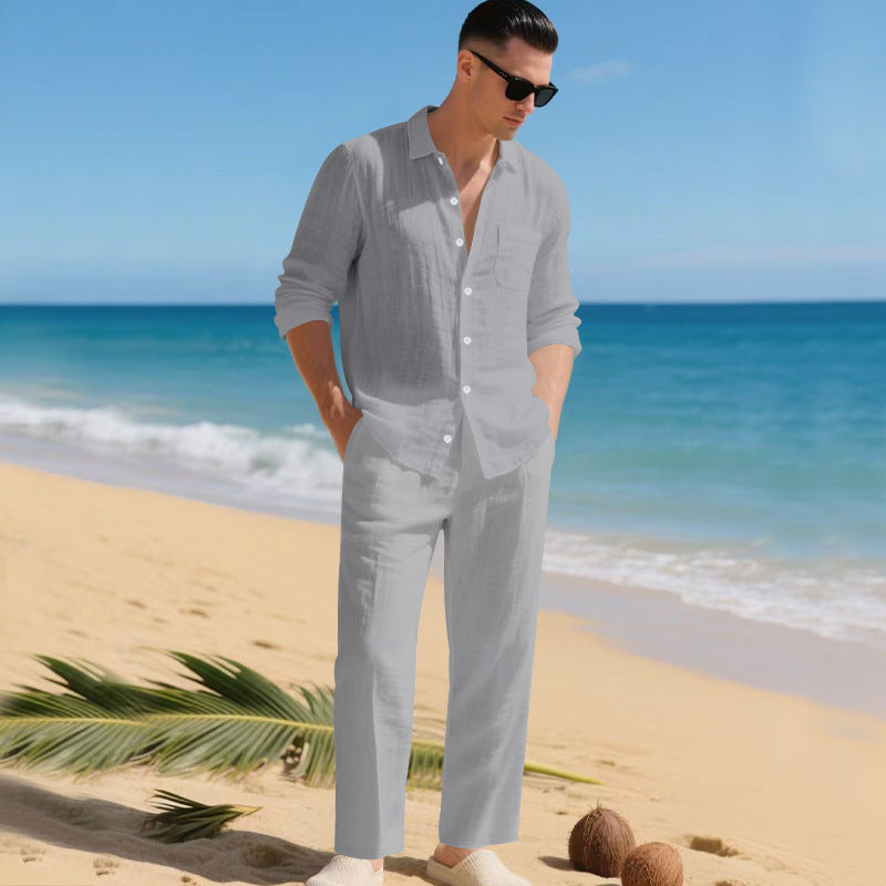 Men's Lightweight Linen Outfit with Stylish Shirt and Elegant Pants Lune London