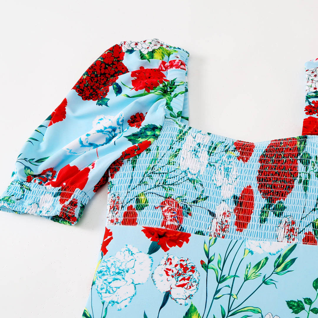 Ladies' swimsuit with voluminous puff sleeves and a matching wrap skirt Lune London
