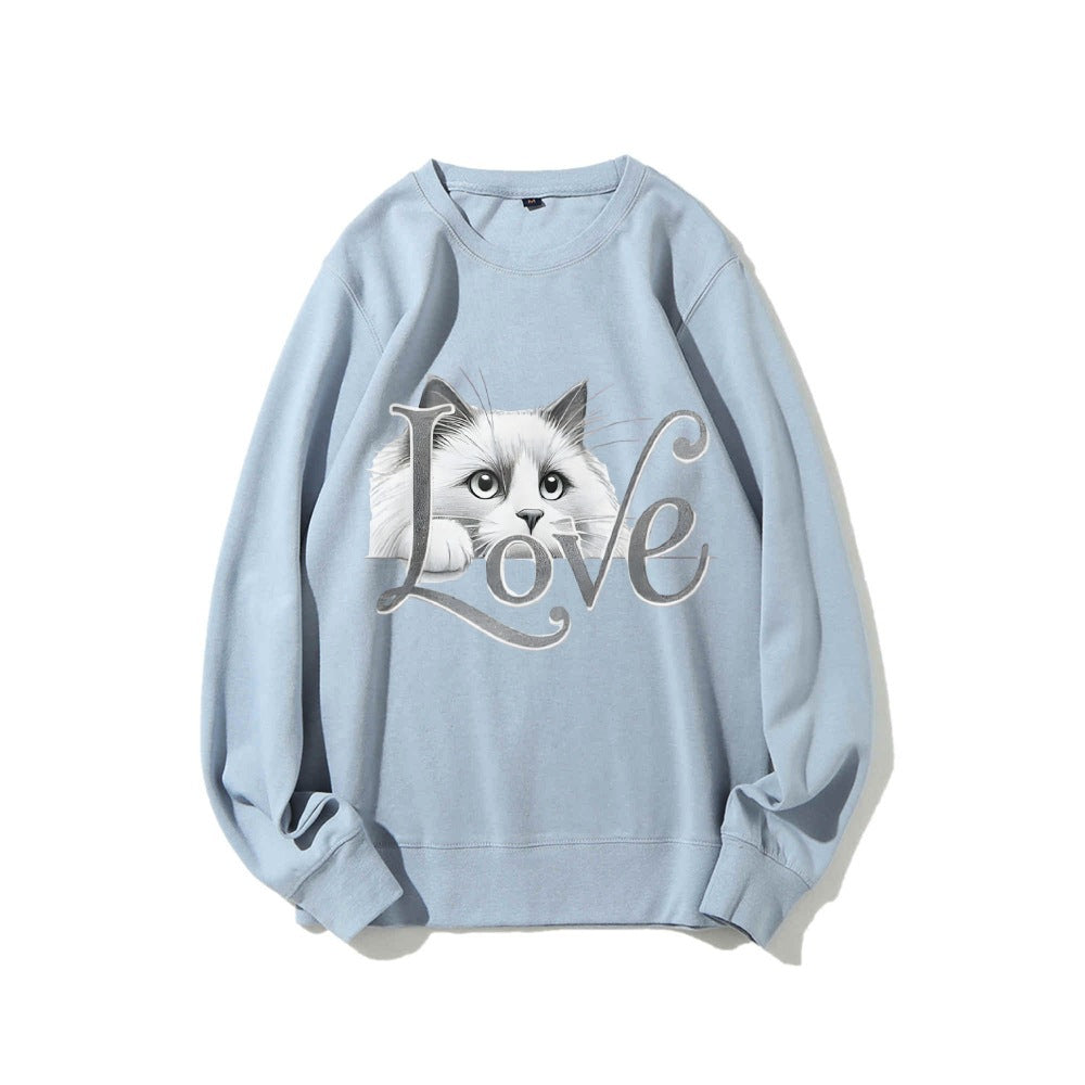 Sweat-shirt pour femmes avec un design de chat ludique et une coupe décontractée Chic & Stil