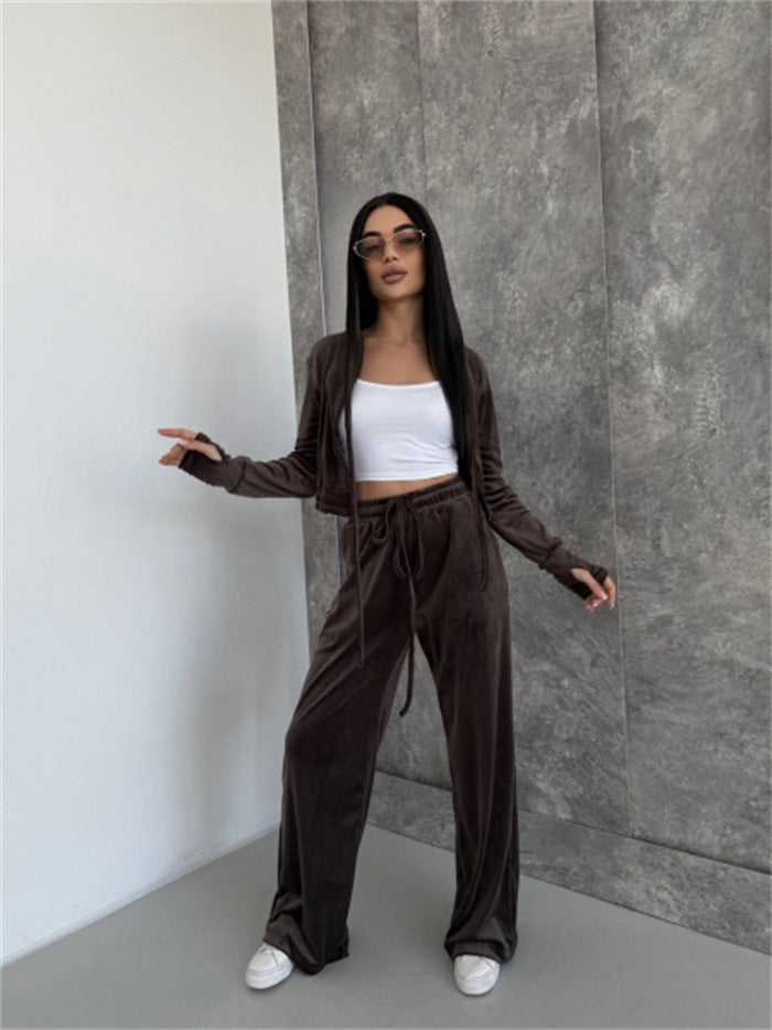 Women's Velvet Lounge Set with Tailored Hoodie and Elastic Pants Chic & Stil