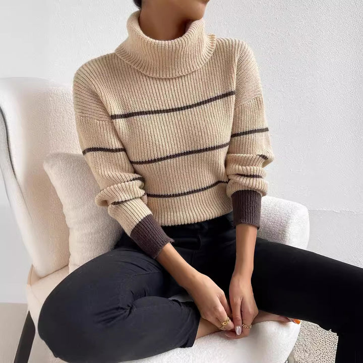 Sweater women with high collar and striped pattern Lune London