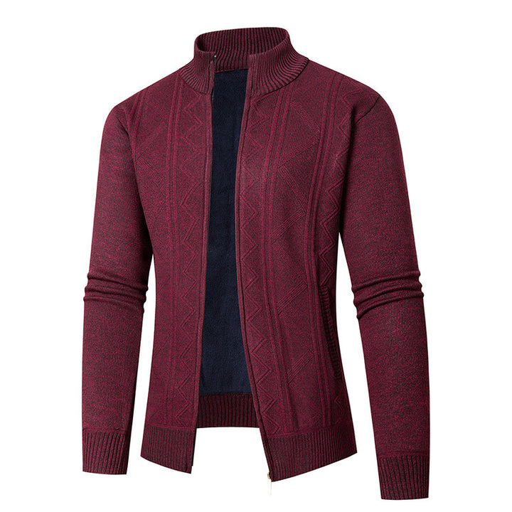 Men's knit jacket with elegant patterns and a modern high collar Lune London