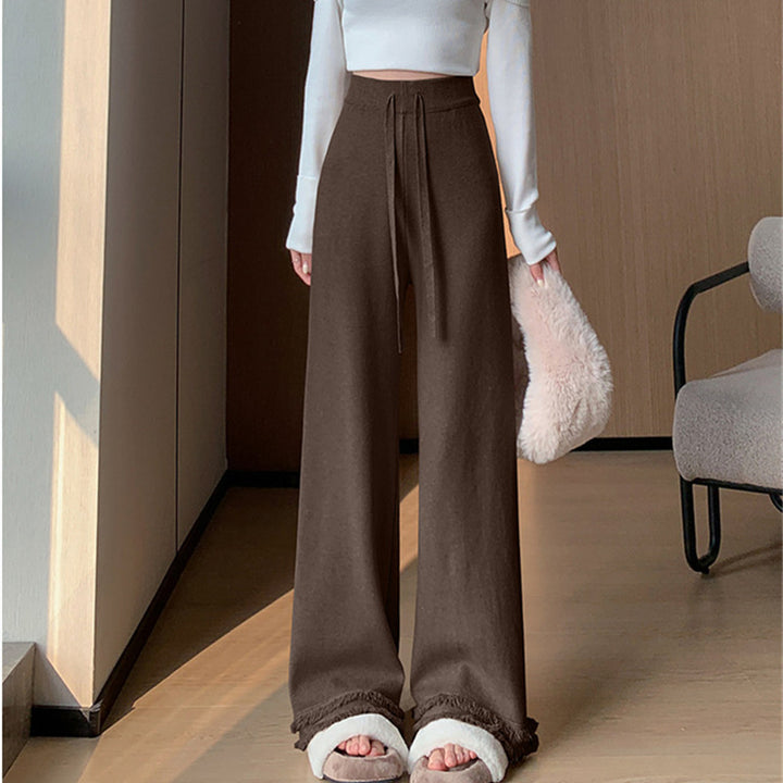 Ladies Elegant and Comfortable High-Waisted Pants with Stylish Fringes Lune London