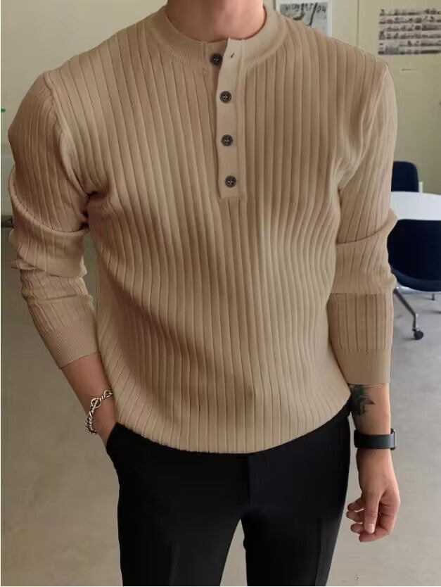 Trendy long-sleeve shirt for men with button details and ribbed structure Lune London