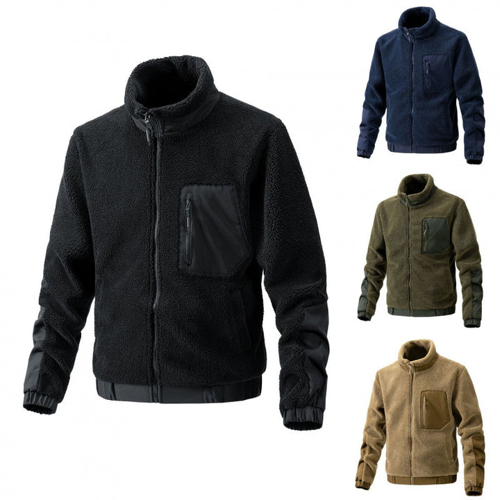 Fleece jacket for men with high collar and side zip pockets Lune London