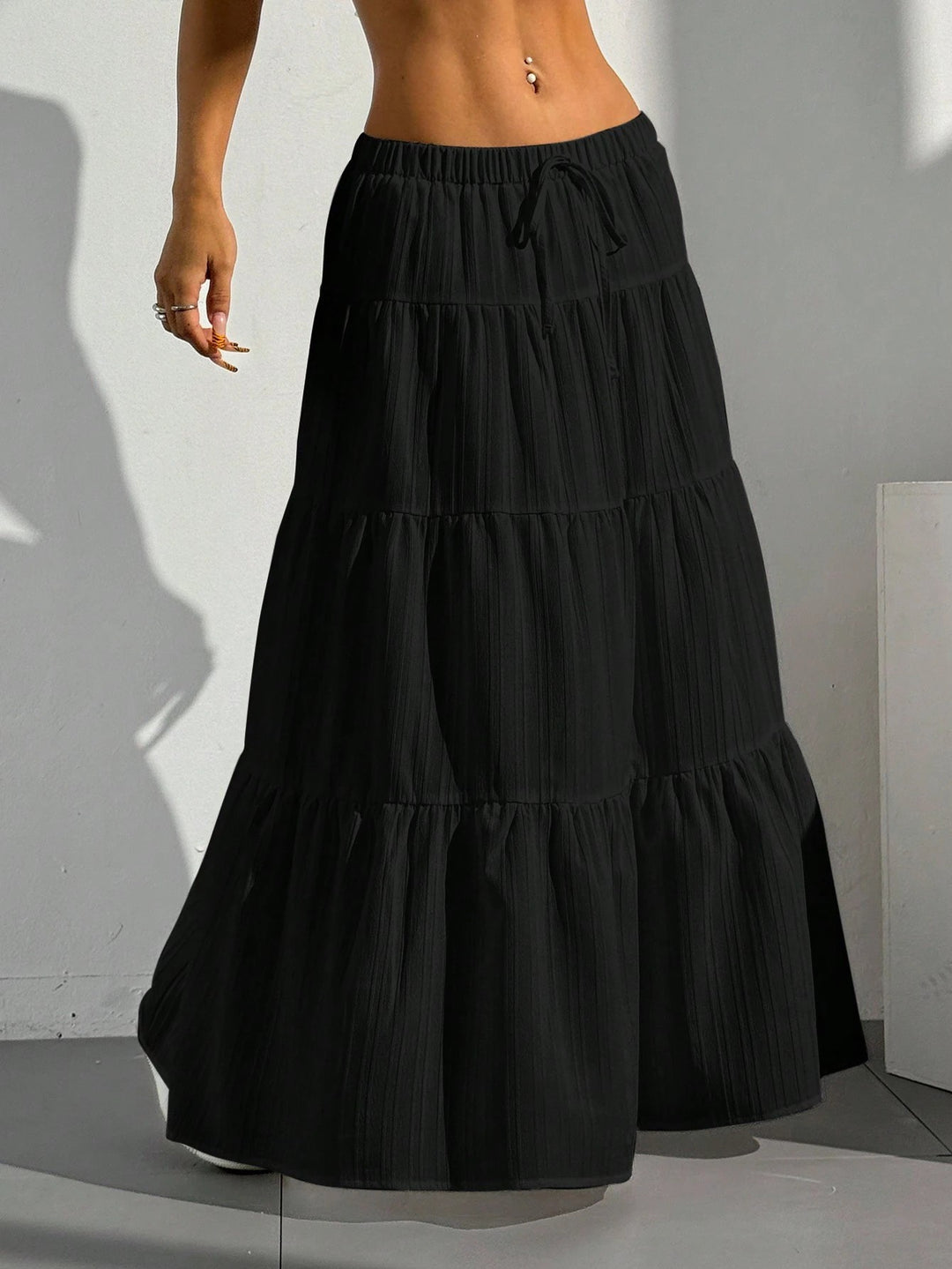 Maxi skirt for women with voluminous ruffles and side slit details Lune London