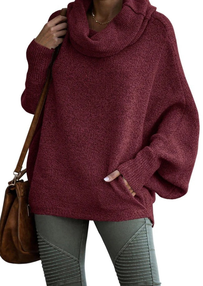 Ladies oversized knit sweater with turtleneck Lune London