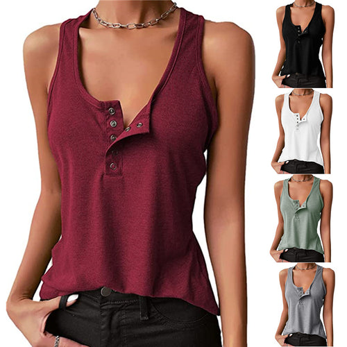 Sporty women's tank top with button placket Lune London