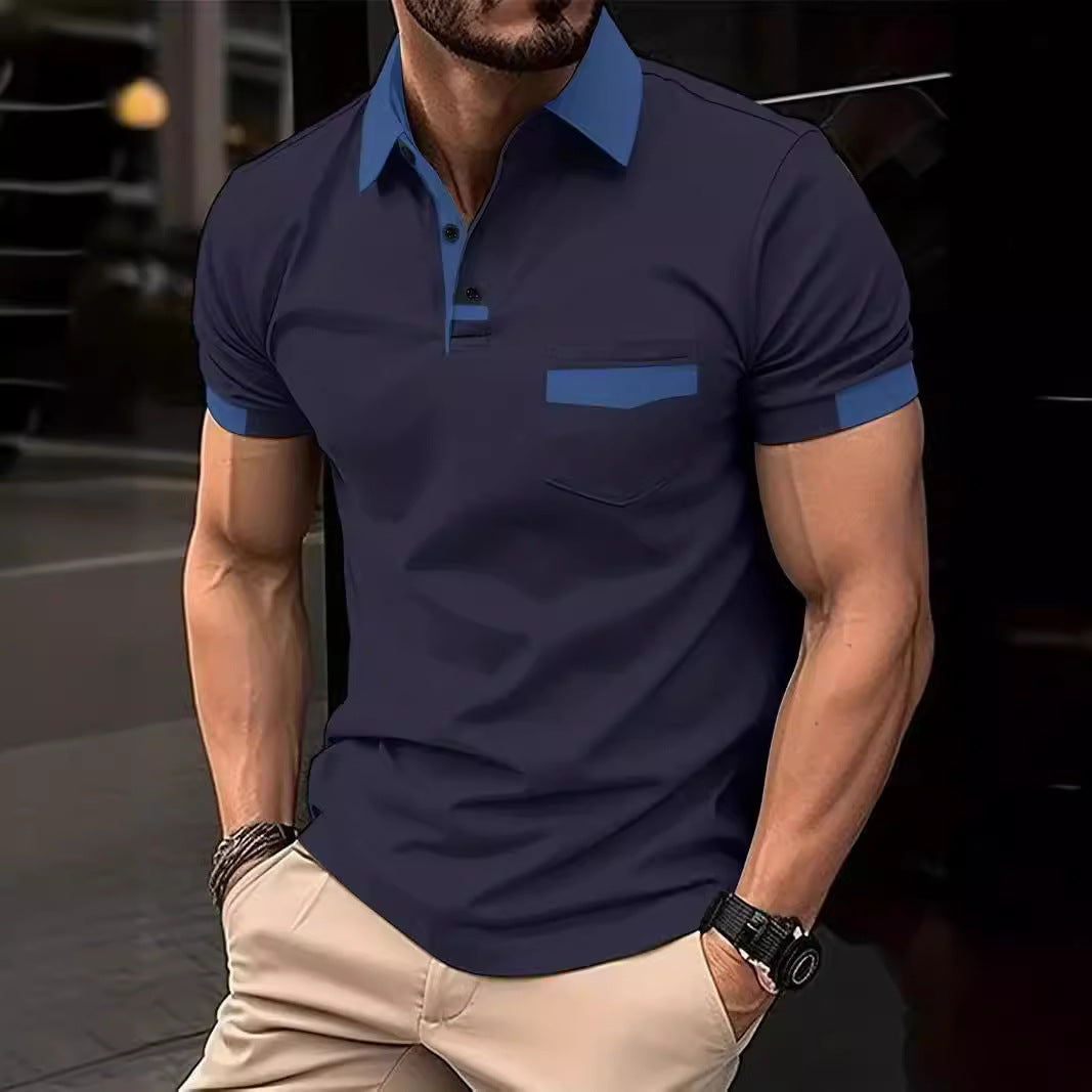 Short-sleeve leisure polo for men with contrasting pocket Lune London