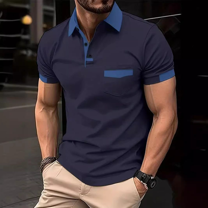Short-sleeve leisure polo for men with contrasting pocket Lune London