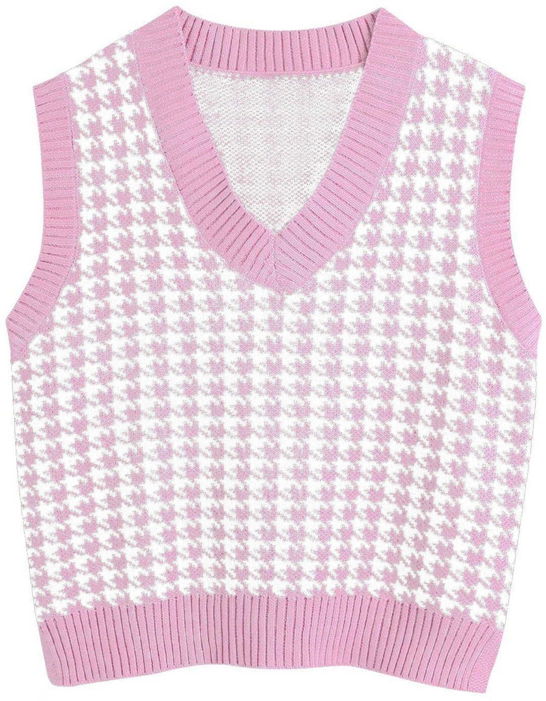 Knitted vest for women with a modern houndstooth pattern Lune London