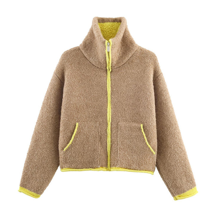 Veste en polaire surdimensionnée à la mode pour femmes avec col montant et poches pratiques Chic & Stil