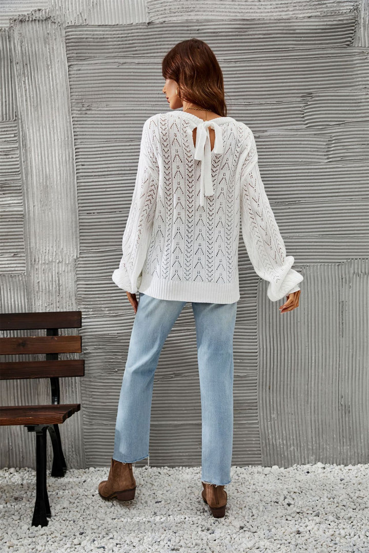 Pull en maille aérienne pour femme avec un motif délicat et des manches larges Chic & Stil