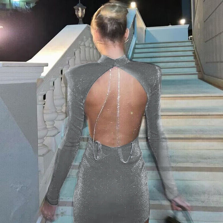 Mini dress for women with shiny detail at the back Lune London
